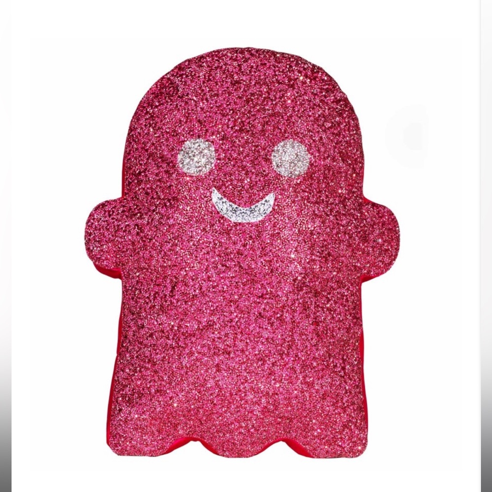 Sparkles Home Pink Sparkle Happy Ghost Throw Pillow